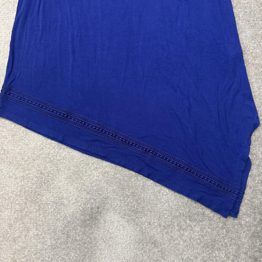 Chicos Tunic Top Womens 1 (US Size 8) Blue Asymmetrical Hem Crochet Stretch - Picture 3 of 8